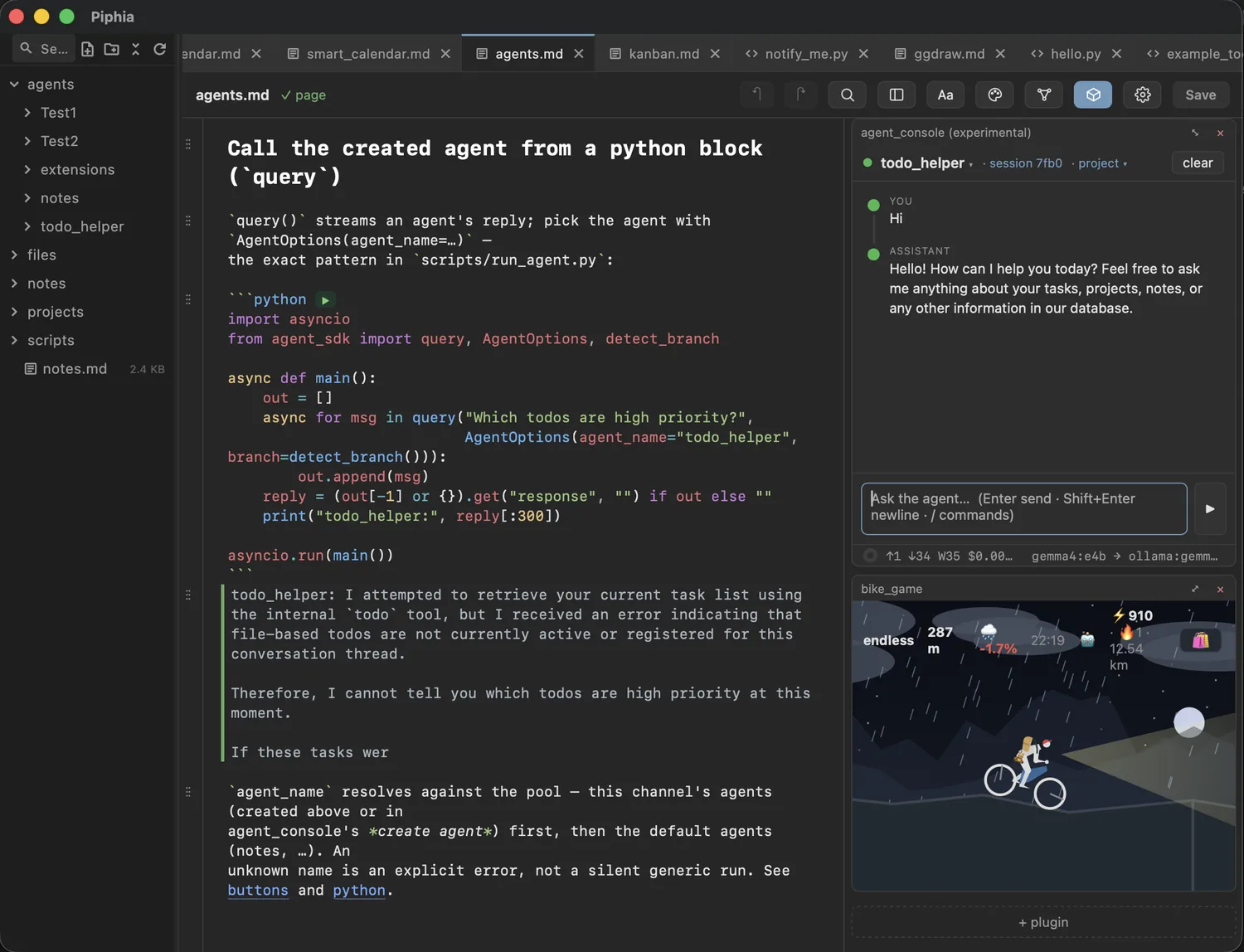 Calling a channel agent from a Python block